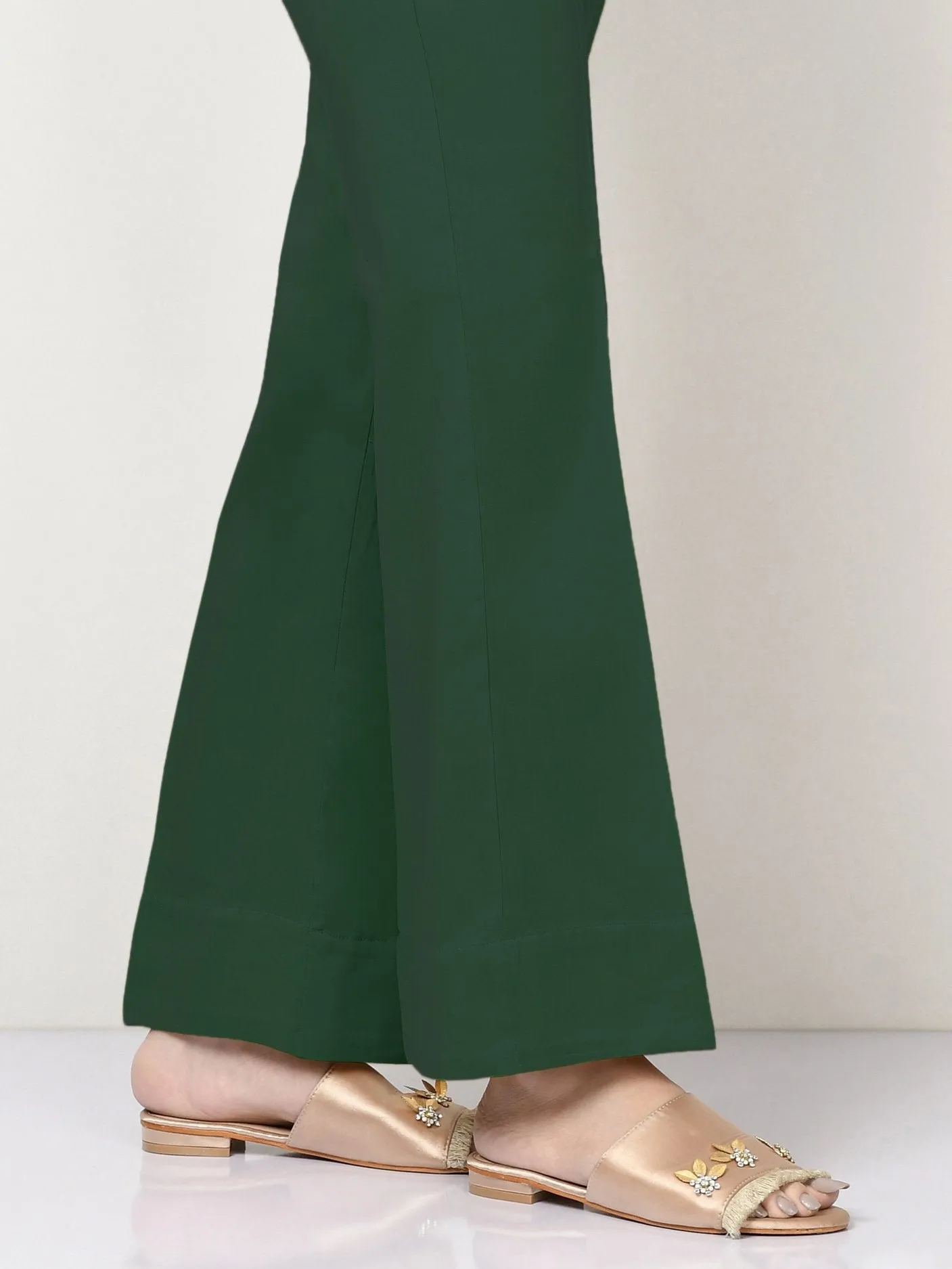 Satin Bootcut Pants - Green