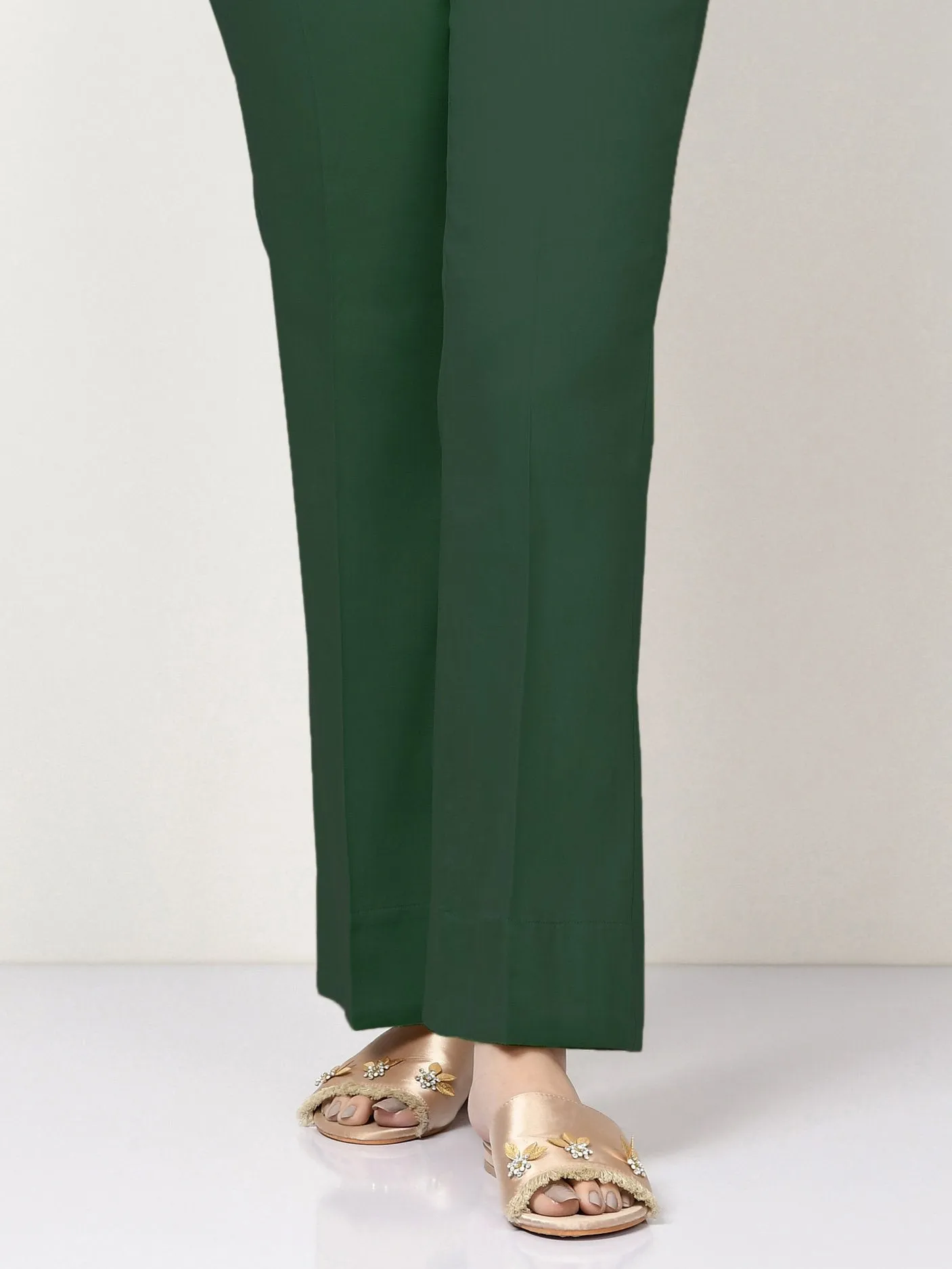 Satin Bootcut Pants - Green