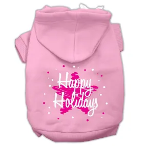 Scribble Happy Holidays Screenprint Pet Hoodies Light Pink Size XL (16)