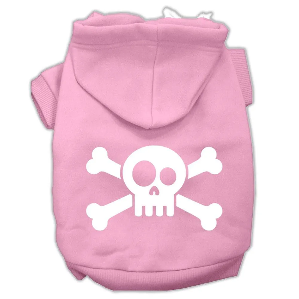 Skull Crossbone Screen Print Pet Hoodies Light Pink Size Med (12)