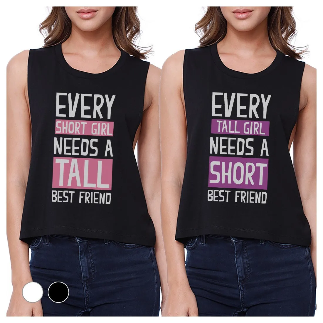 Tall Short Friend BFF Matching Crop Top Womens Cute Workout Tanks