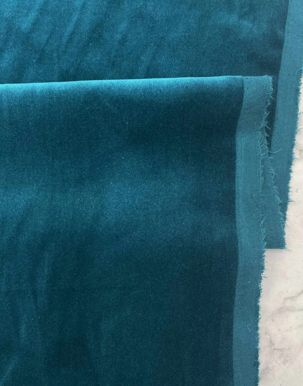 Teal Cotton Velvet Fabric