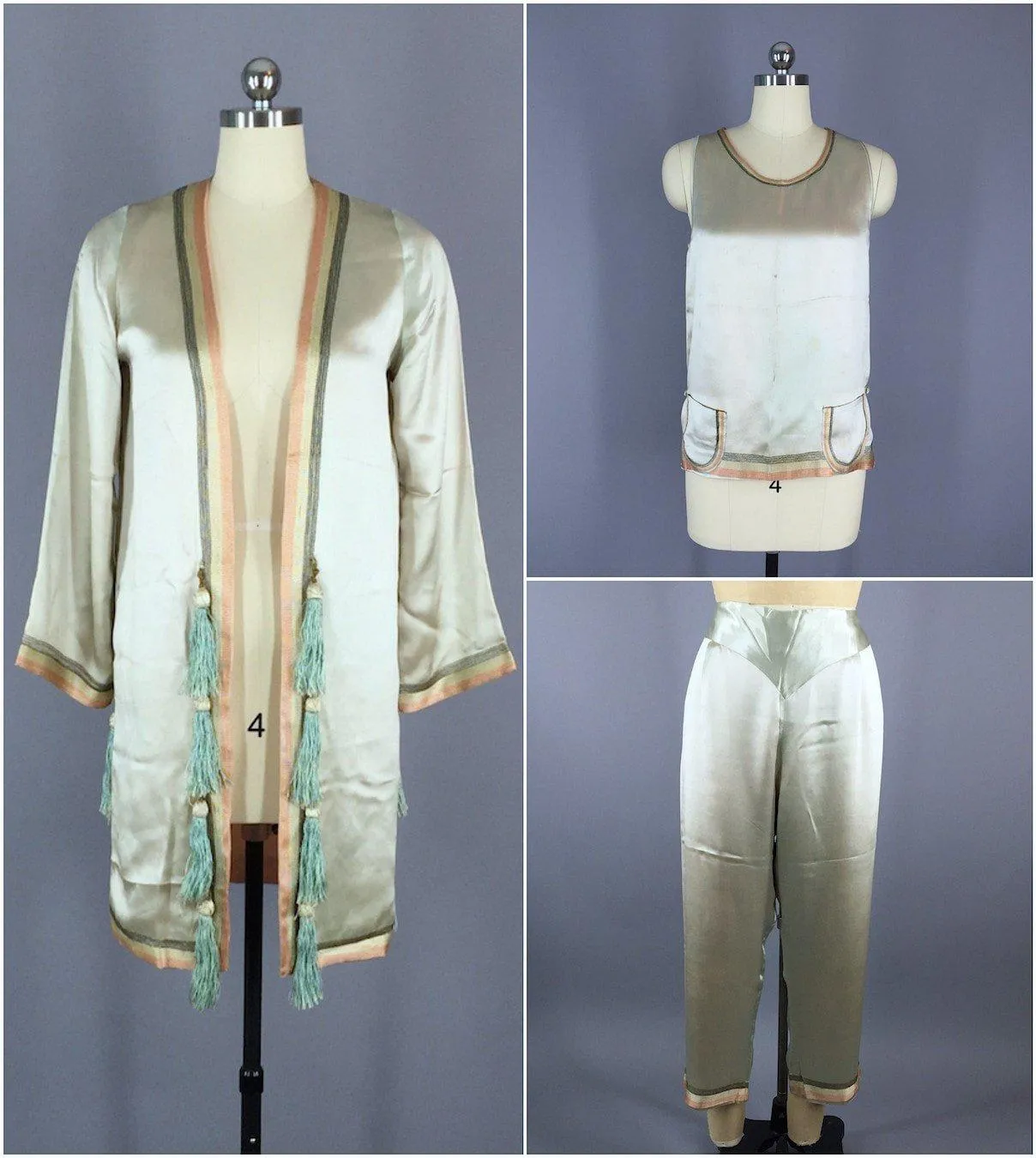 Vintage 1920s Silk Pajama Set