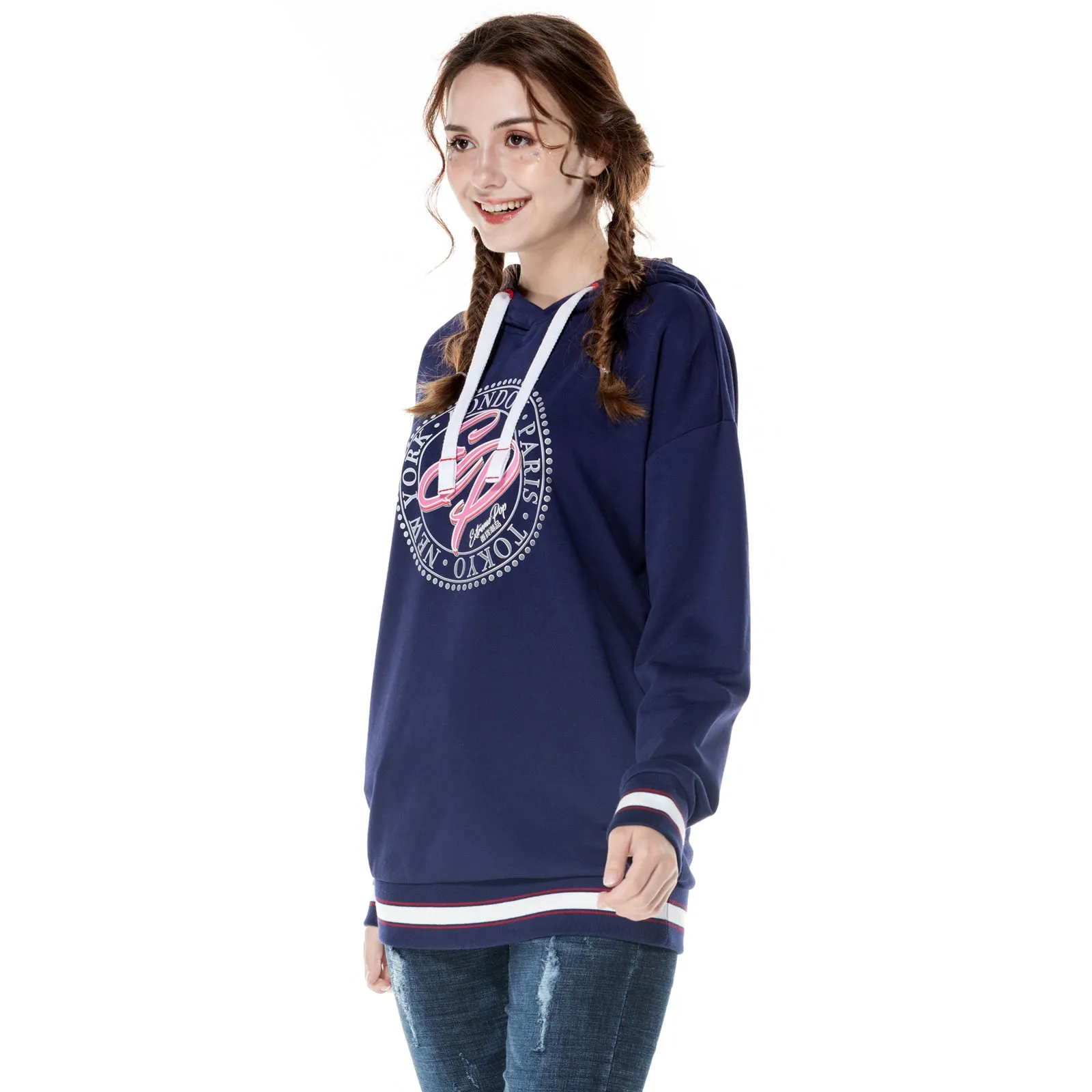 Women'sDrop Shoulder Oversize Hoodie Sweatshirt  S M L XL Pink Black Navy